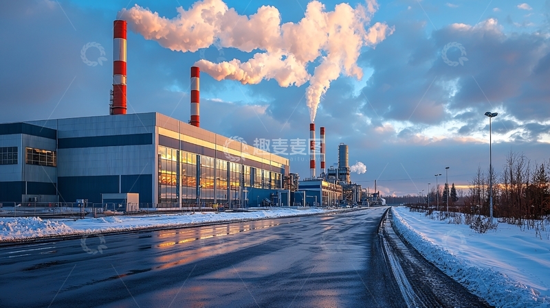 高清大图下载【趣麦麦图】冬季工厂排放