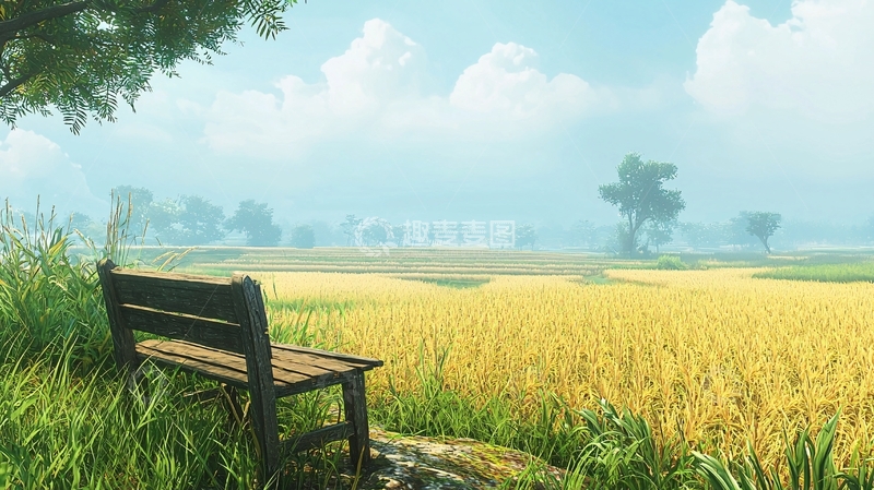 高清大图下载【趣麦麦图】田园风光木椅