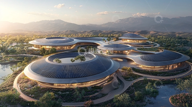 高清大图下载【趣麦麦图】未来主义圆形建筑群