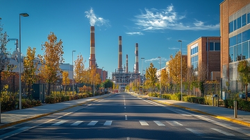 秋日街道工厂景色