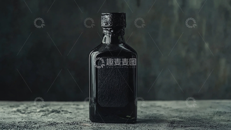 高清大图下载【趣麦麦图】黑色小玻璃瓶