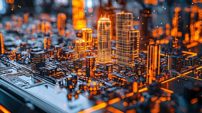 高清大图下载【趣麦麦图】未来城市夜景科技感十足