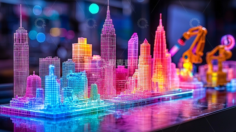 高清大图下载【趣麦麦图】彩色城市模型