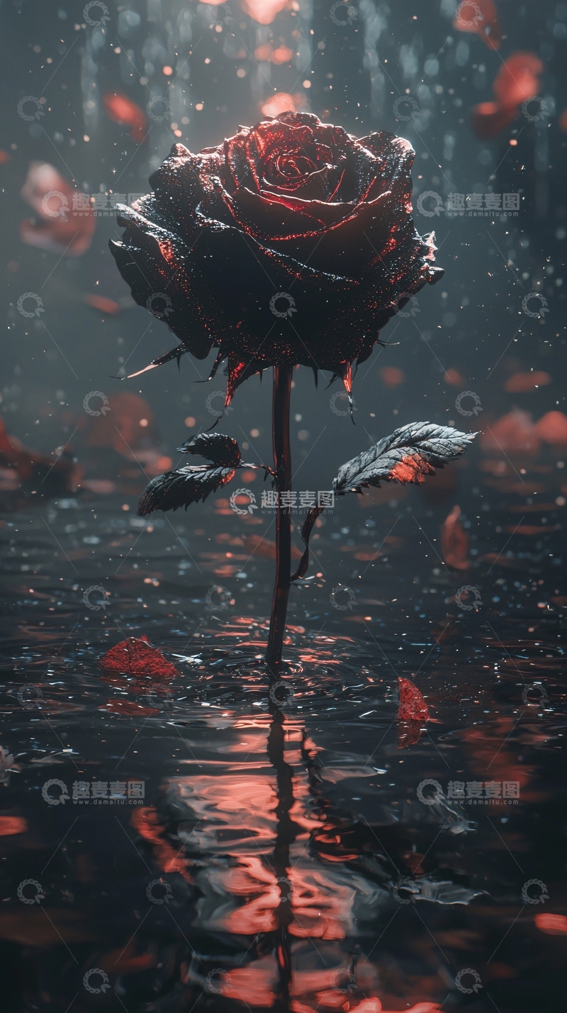 高清大图下载【趣麦麦图】暗黑系玫瑰