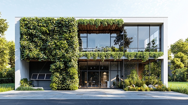 高清大图下载【趣麦麦图】现代建筑的垂直绿化立面