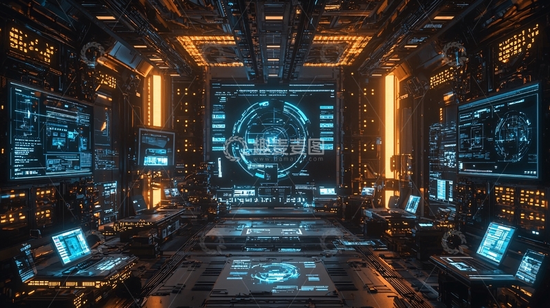 高清大图下载【趣麦麦图】科幻未来控制室