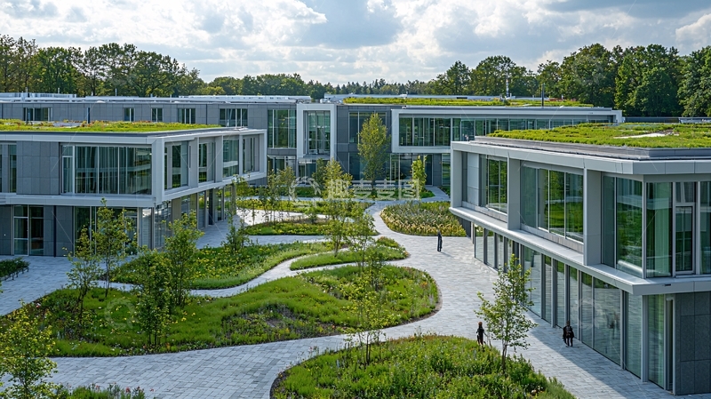 高清大图下载【趣麦麦图】现代建筑与绿色屋顶