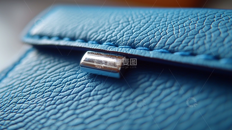 高清大图下载【趣麦麦图】蓝色皮质钱包特写
