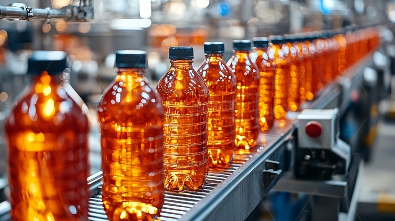 流水线上的瓶装饮料