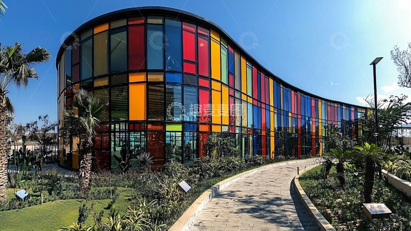 高清大图下载【趣麦麦图】彩色玻璃外墙的现代建筑