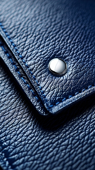 蓝色皮革纹理特写