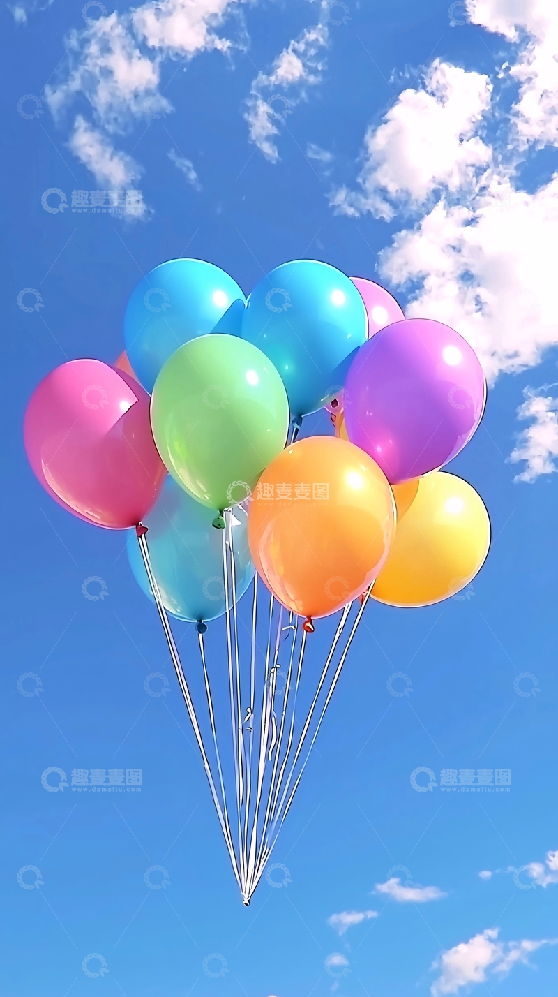 高清大图下载【趣麦麦图】彩色气球蓝天白云