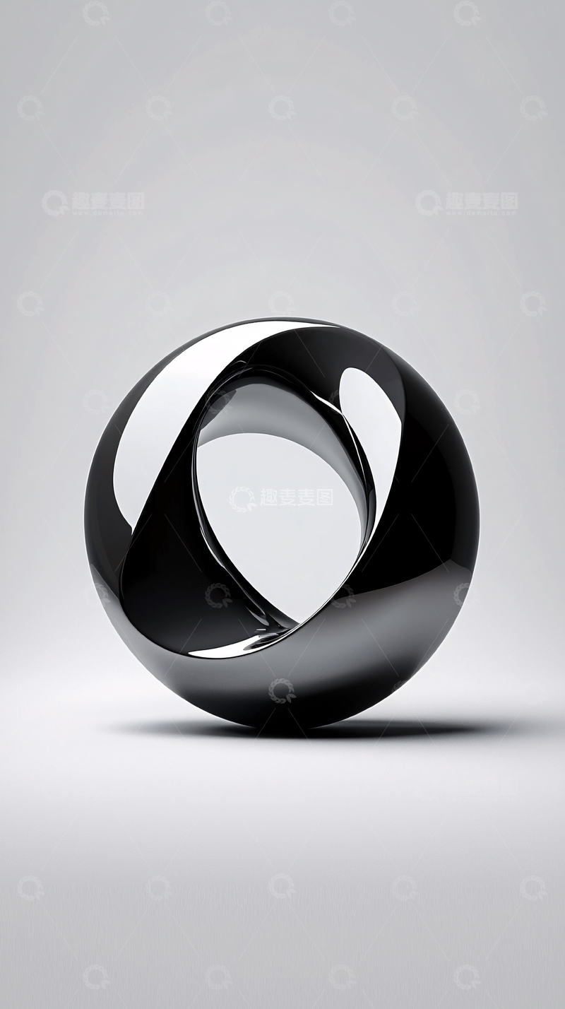 高清大图下载【趣麦麦图】抽象黑色金属球体雕塑