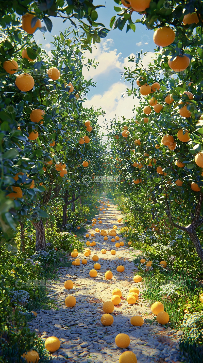 高清大图下载【趣麦麦图】柑橘园小路