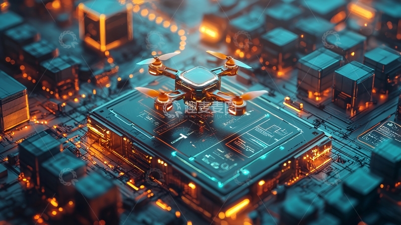 高清大图下载【趣麦麦图】科技感无人机芯片图