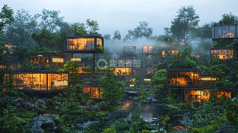 高清大图下载【趣麦麦图】森林中的未来小屋