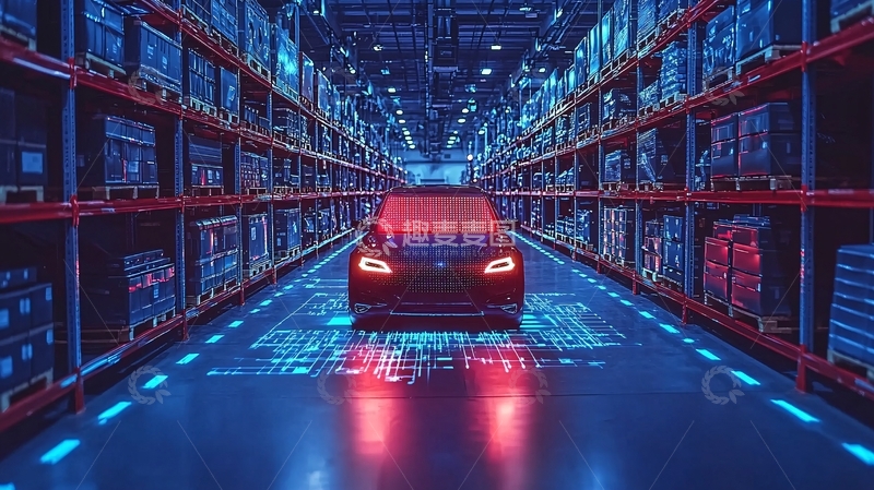 高清大图下载【趣麦麦图】仓库中的红色汽车