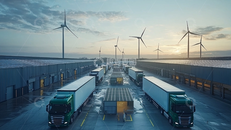 高清大图下载【趣麦麦图】物流运输风力发电