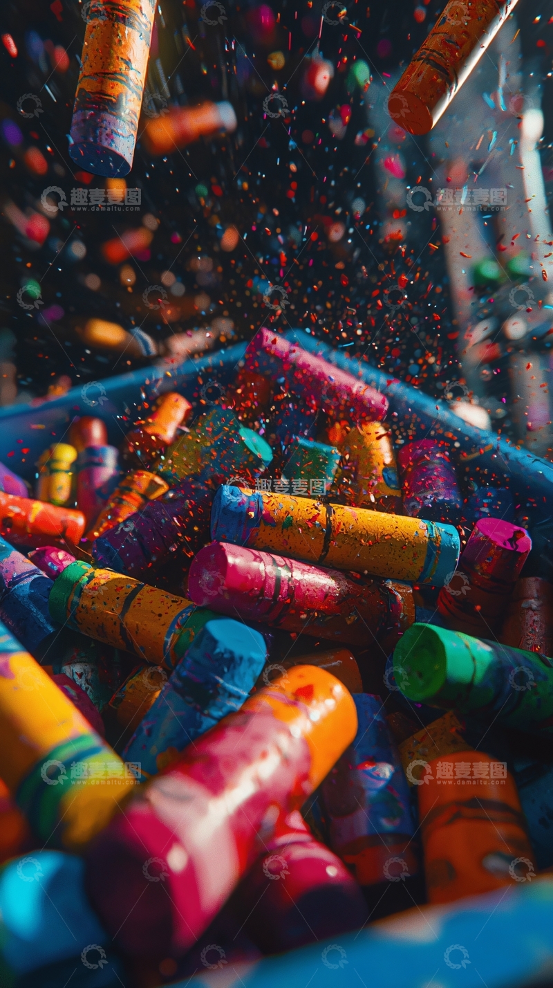高清大图下载【趣麦麦图】彩色蜡笔洒落