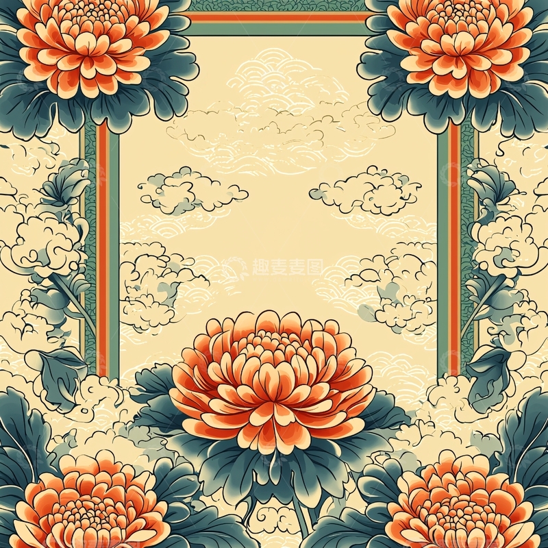 高清大图下载【趣麦麦图】古风花卉边框