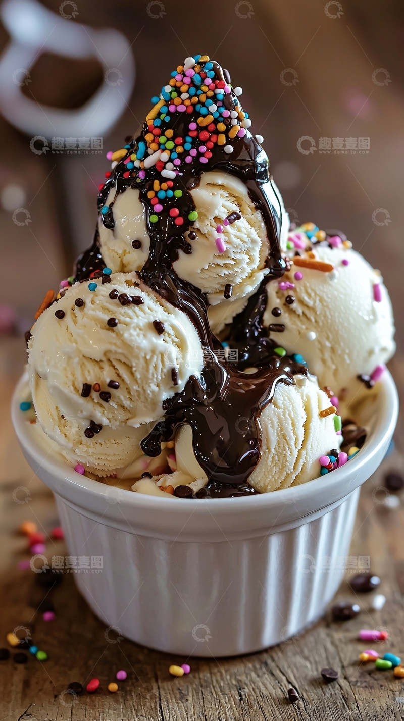 高清大图下载【趣麦麦图】美味香草冰淇淋圣代