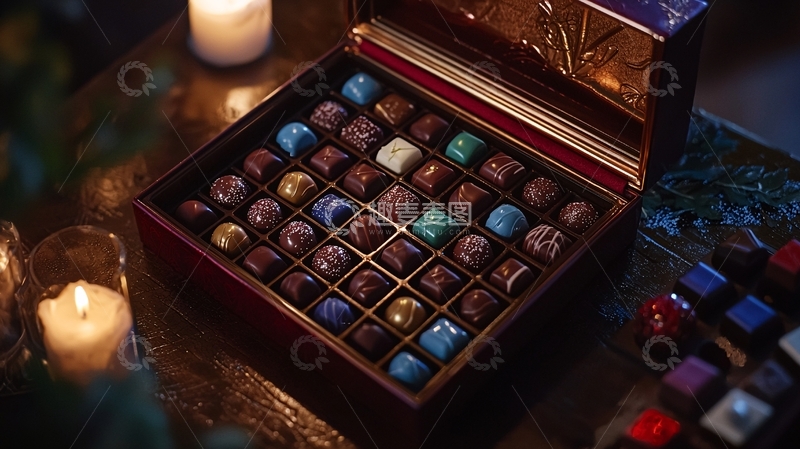 高清大图下载【趣麦麦图】精美木盒手工巧克力礼盒