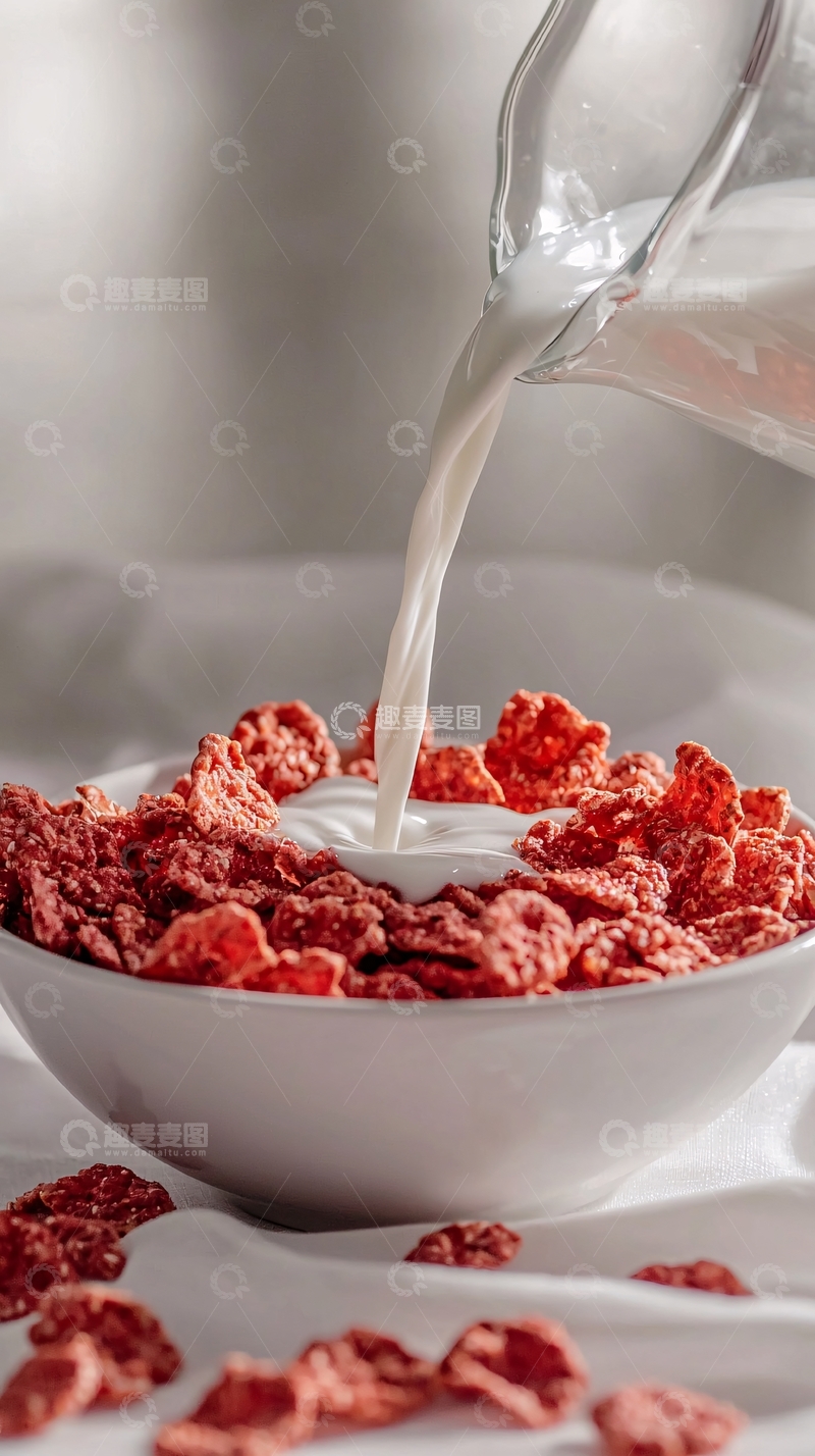 高清大图下载【趣麦麦图】早餐麦片牛奶