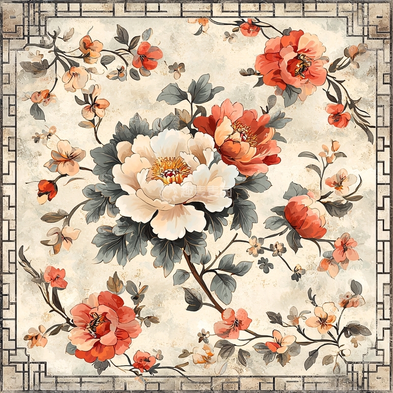 高清大图下载【趣麦麦图】国风花卉图案