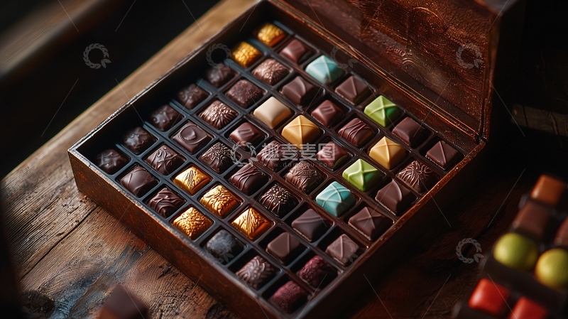 高清大图下载【趣麦麦图】木盒装手工巧克力