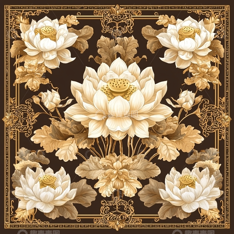 高清大图下载【趣麦麦图】中式复古花卉图案
