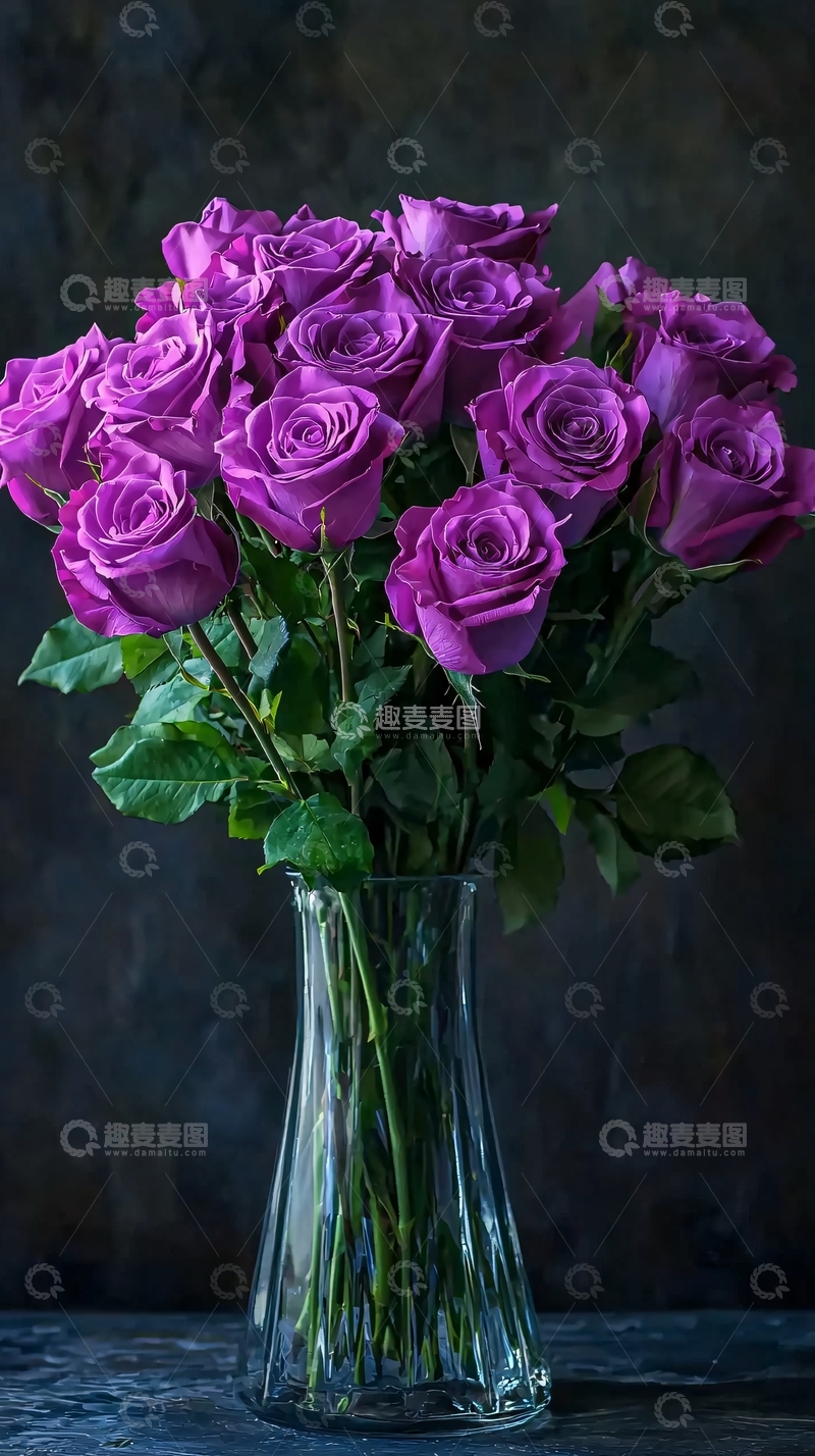 高清大图下载【趣麦麦图】紫玫瑰花束