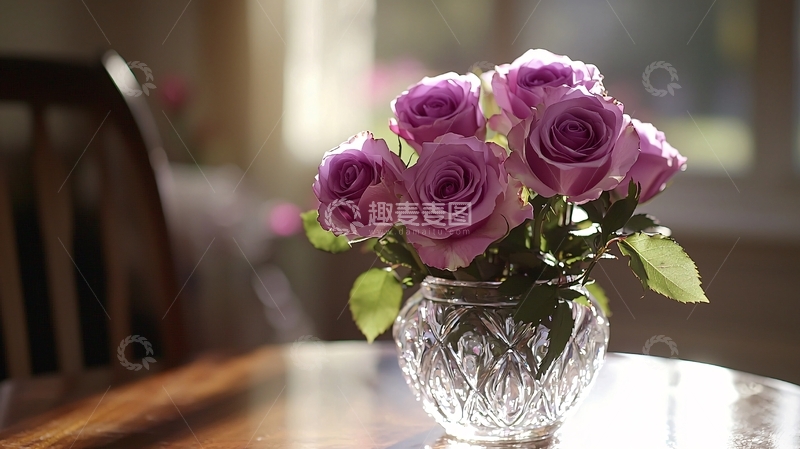 高清大图下载【趣麦麦图】紫罗兰玫瑰花束