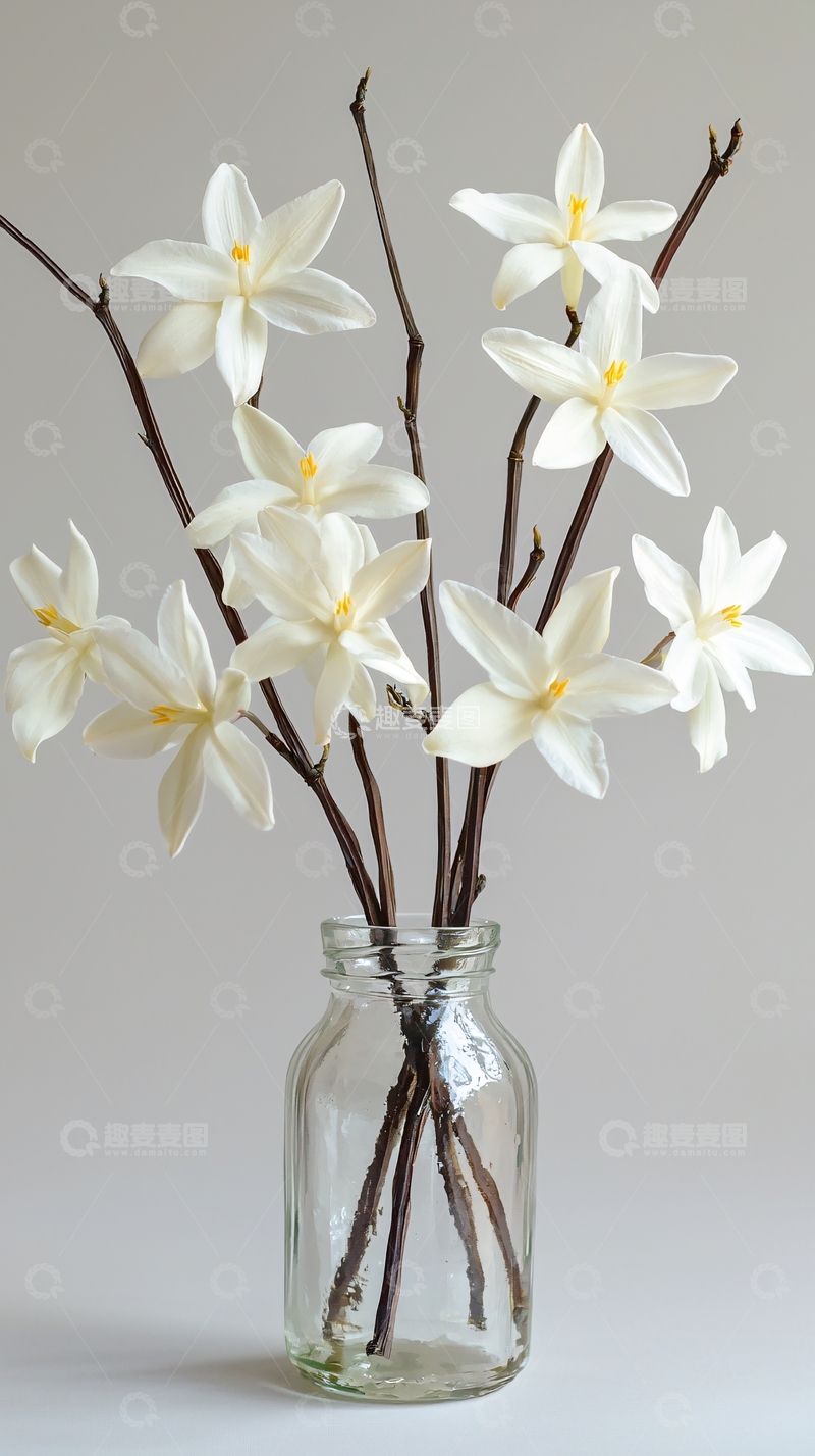 高清大图下载【趣麦麦图】简约白花插花