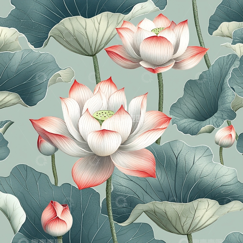 高清大图下载【趣麦麦图】水墨荷花