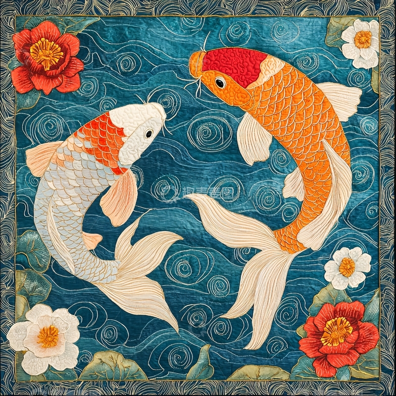 高清大图下载【趣麦麦图】锦鲤戏水