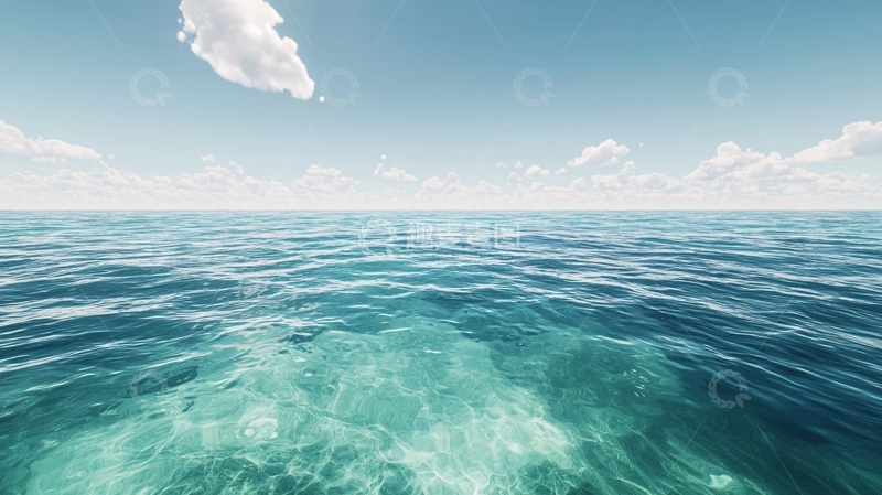 高清大图下载【趣麦麦图】晴朗天空下的碧蓝大海