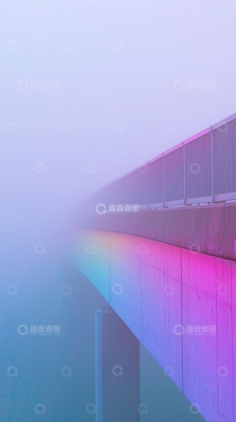 高清大图下载【趣麦麦图】雾中彩虹桥