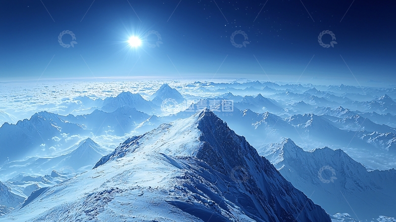 高清大图下载【趣麦麦图】极地雪山日出