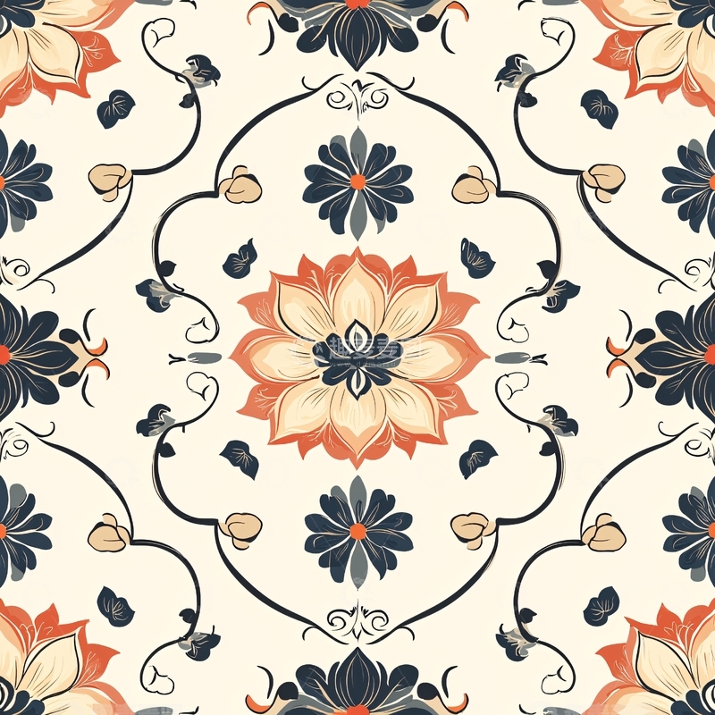 高清大图下载【趣麦麦图】繁复花卉图案壁纸