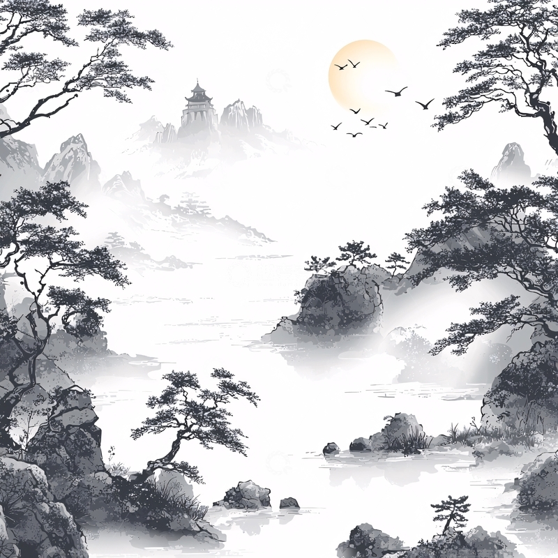 高清大图下载【趣麦麦图】水墨山水风景画