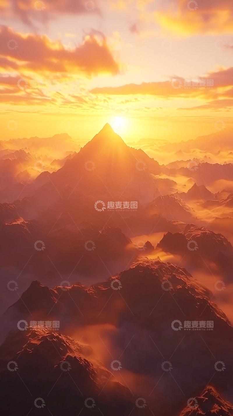 高清大图下载【趣麦麦图】日出山峰云海