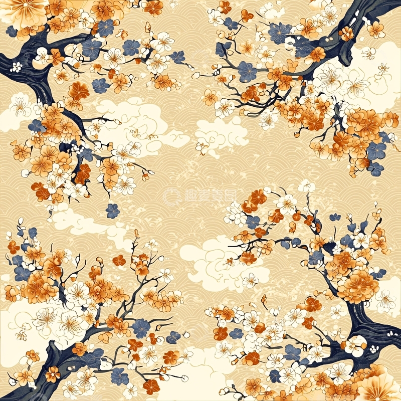 高清大图下载【趣麦麦图】绽放的黄色花朵树