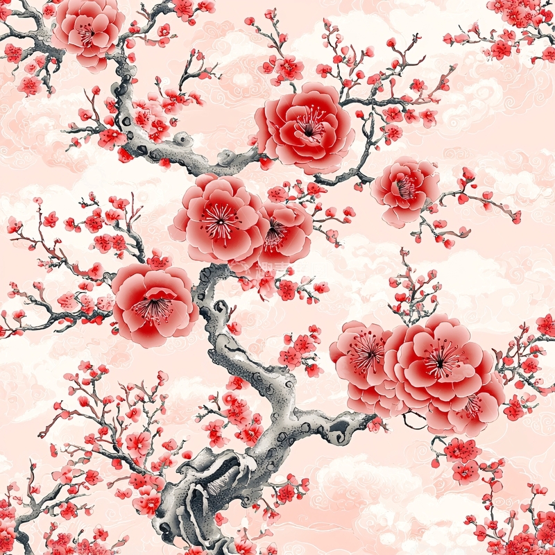 高清大图下载【趣麦麦图】红梅水墨画