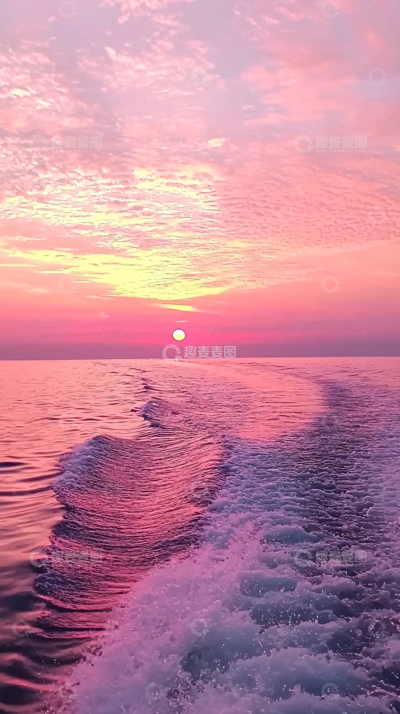 高清大图下载【趣麦麦图】粉色系日落海景
