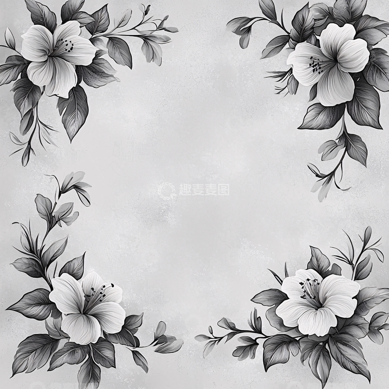 高清大图下载【趣麦麦图】素雅花卉边框