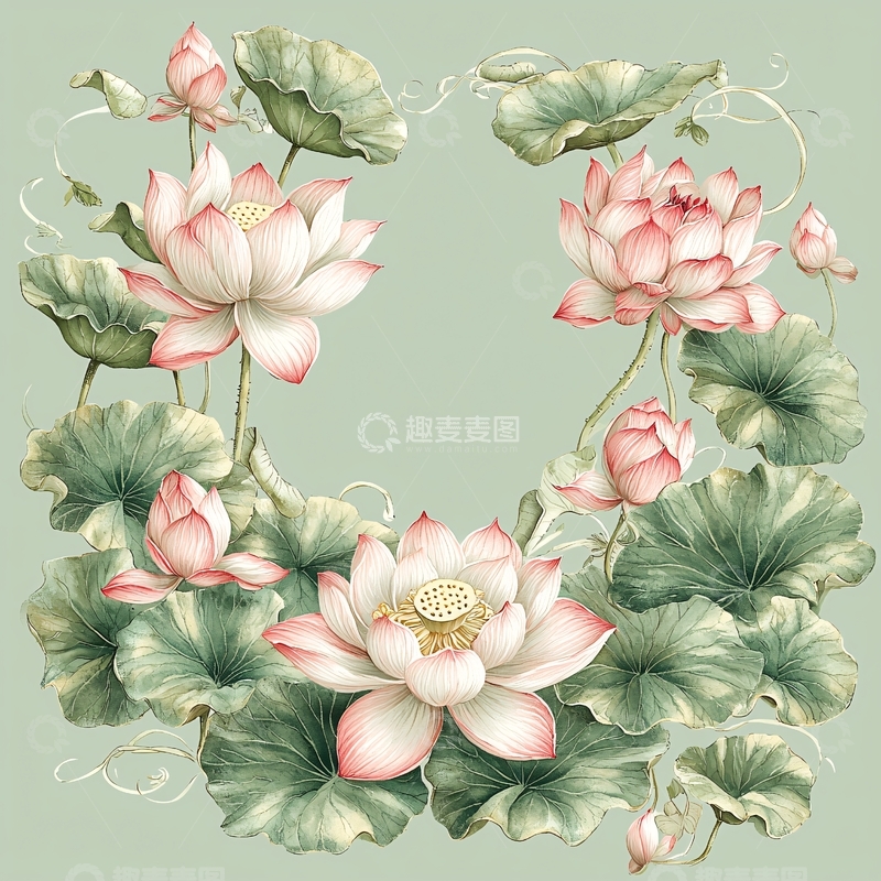 高清大图下载【趣麦麦图】粉色莲花环绕