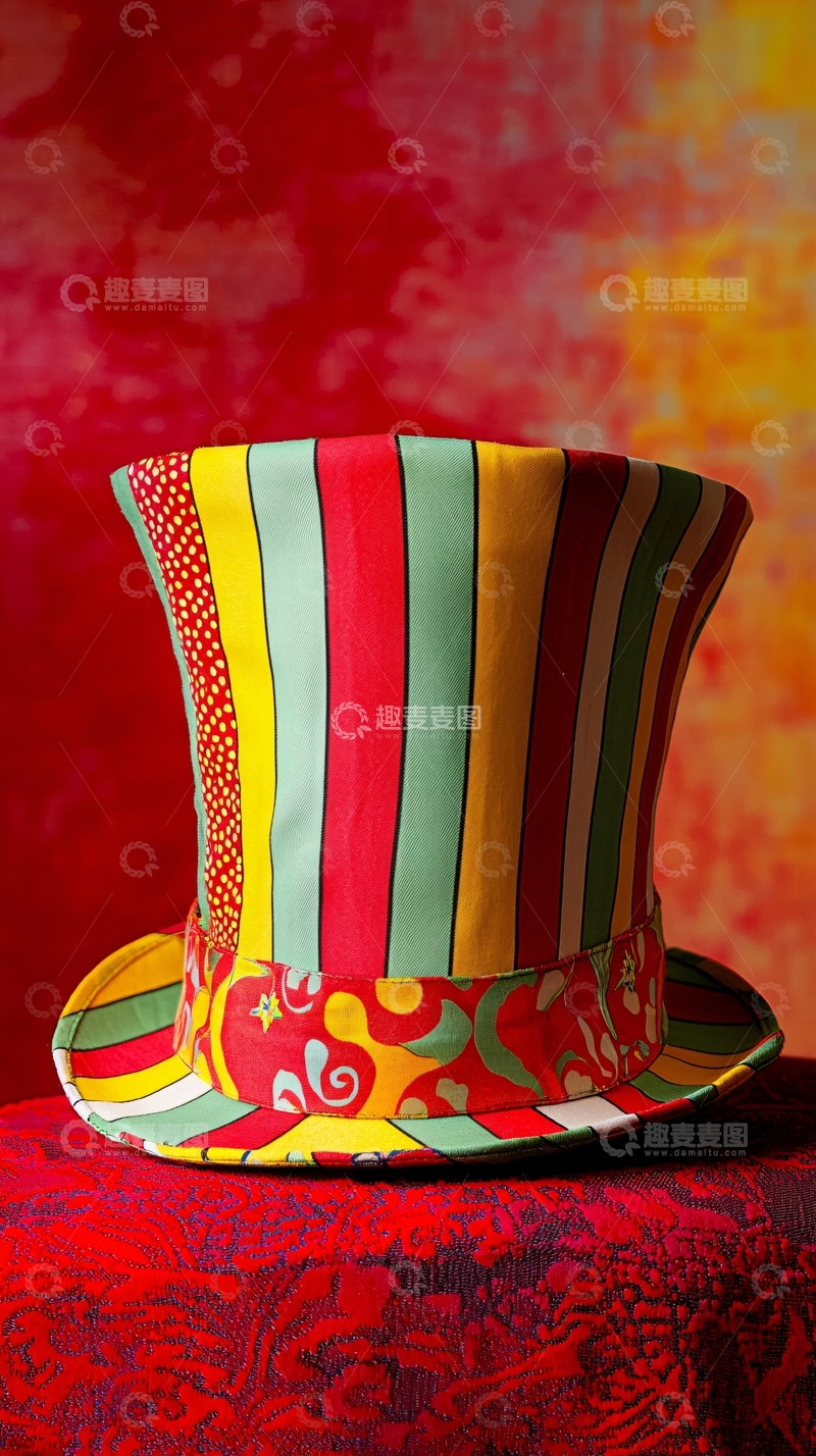 高清大图下载【趣麦麦图】彩色条纹礼帽