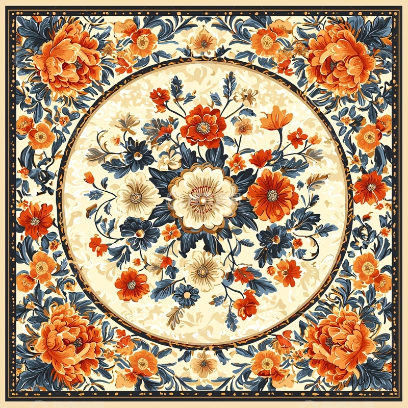 高清大图下载【趣麦麦图】复古花卉图案