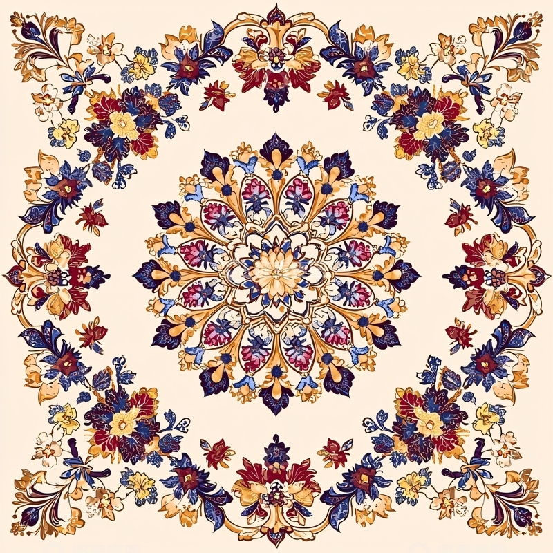 高清大图下载【趣麦麦图】精致花卉装饰圆形图案