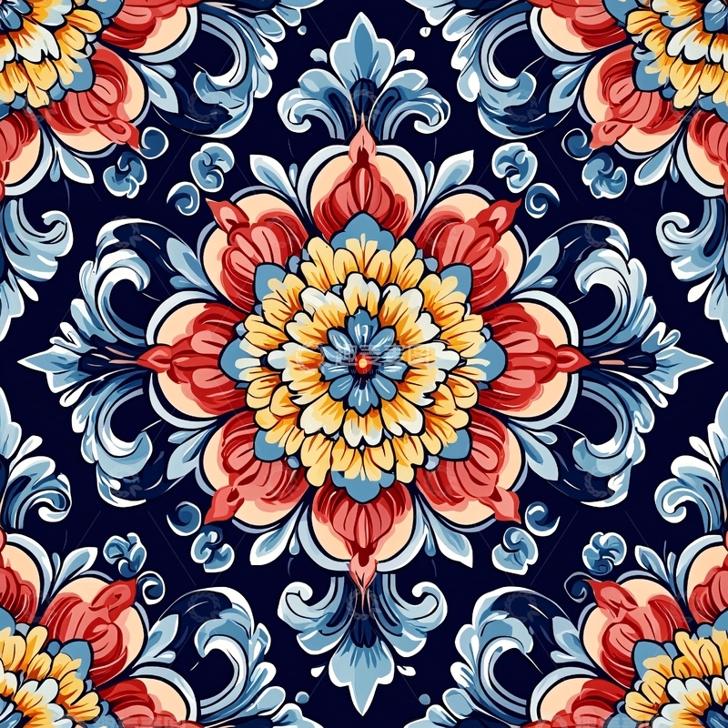 高清大图下载【趣麦麦图】精美繁复的花卉图案